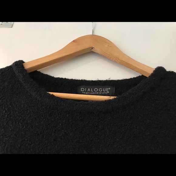 Dialogue black fuzzy fringed crew tunic sweater - Picture 4 of 6